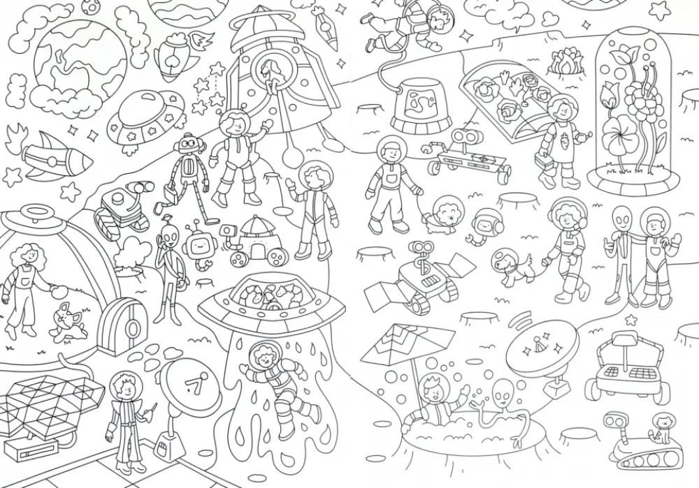 Coloring Book-Wimmelbuch. Space Adventures