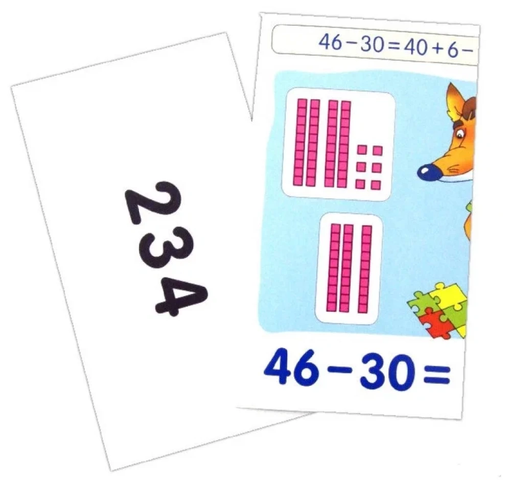 Fox Cubs. Counting up to 100. Set of Cards