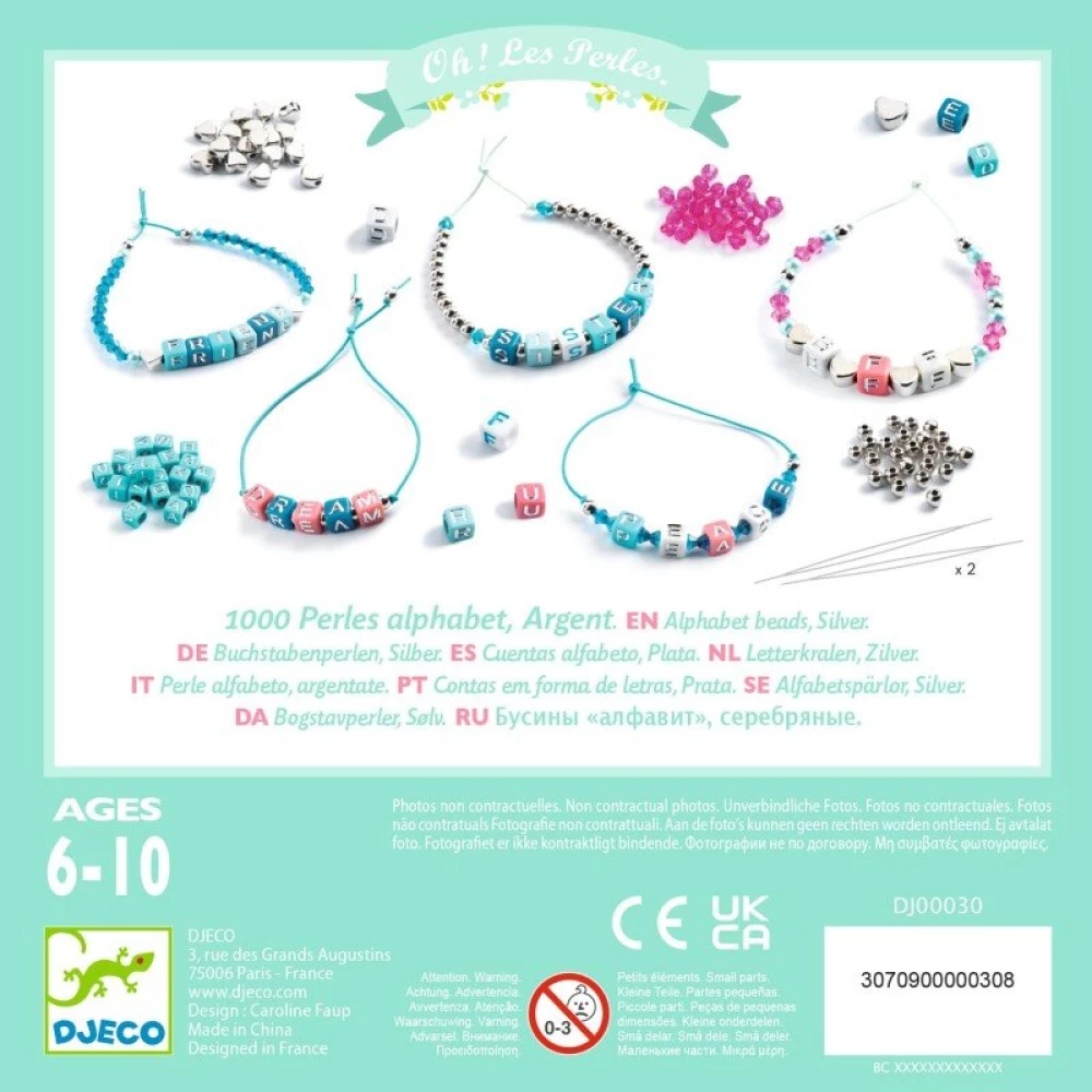 Creativity Set - Alphabet Beads. Silver