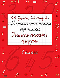 Mathematical handwriting practice. Learning to write numbers. Grade 1