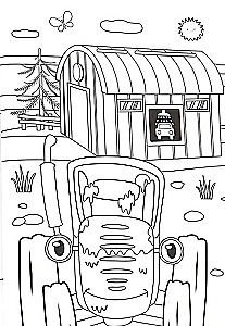 Maxi Coloring Book with Stickers. Blue Tractor