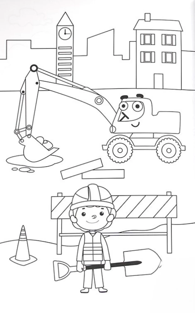 Maxi Coloring Book with Stickers. Blue Tractor