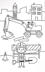 Maxi Coloring Book with Stickers. Blue Tractor