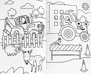 Maxi Coloring Book with Stickers. Blue Tractor