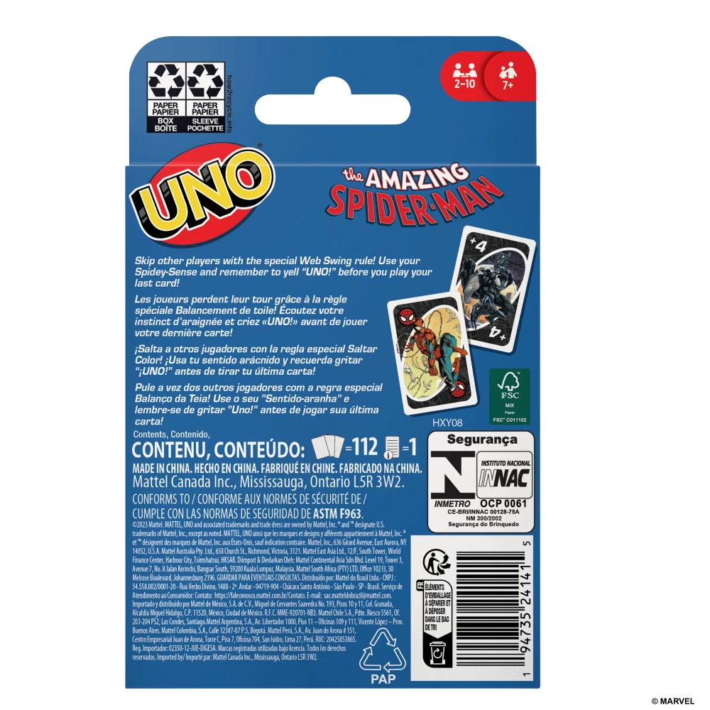 Tabletop card game - UNO. Spiderman
