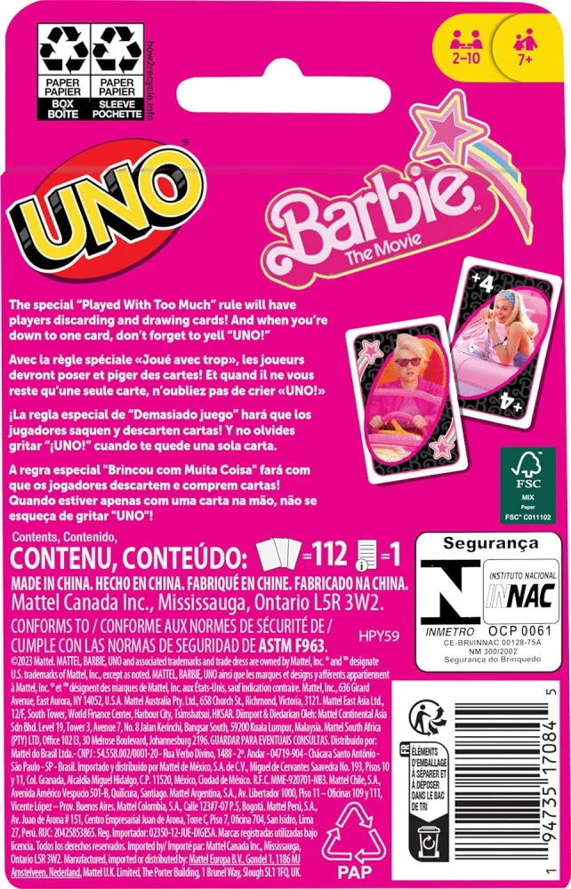 Tabletop Card Game - UNO. Barbie