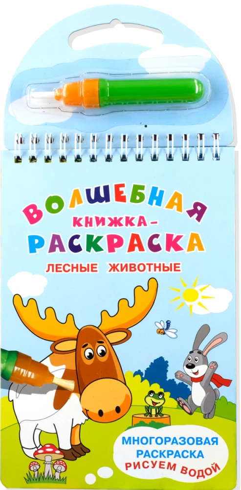 Reusable Coloring Book. Drawing with Water. Magic Coloring Book Forest Animals