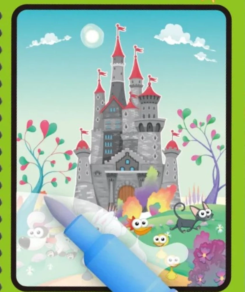 Reusable Water Coloring - Games, Fairy Tales, and Animals. (Includes 4 coloring pages)