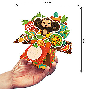 3D postcard DIY. Cheburashka