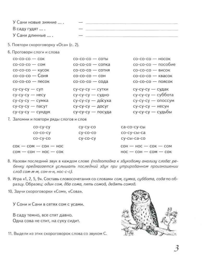 Home workbook for reinforcing the pronunciation of the sounds S, Z, Ts