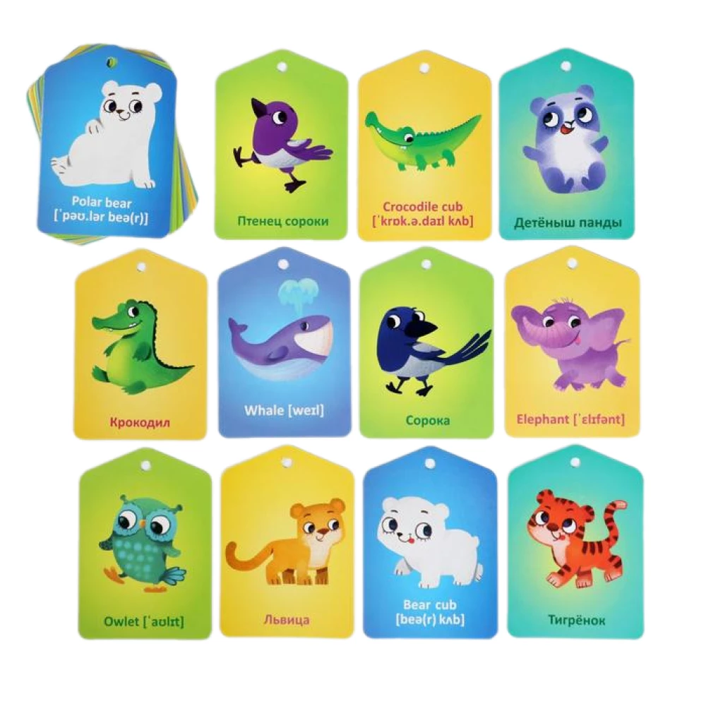 Flashcards on a Ring for Play - Mothers and Offspring