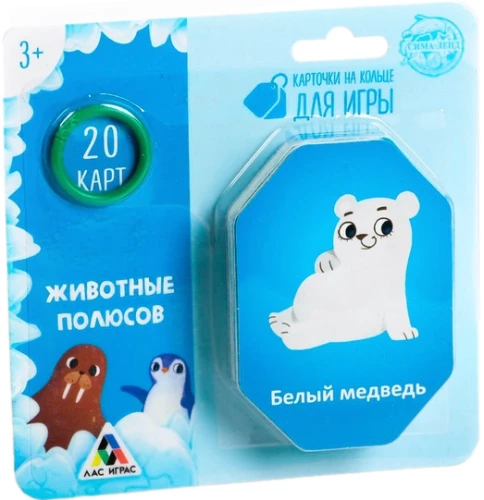 Карточки на кольце для игры - Животные полюсов