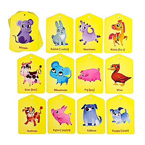 Flashcards on a Ring for Learning English - Mothers and Offspring