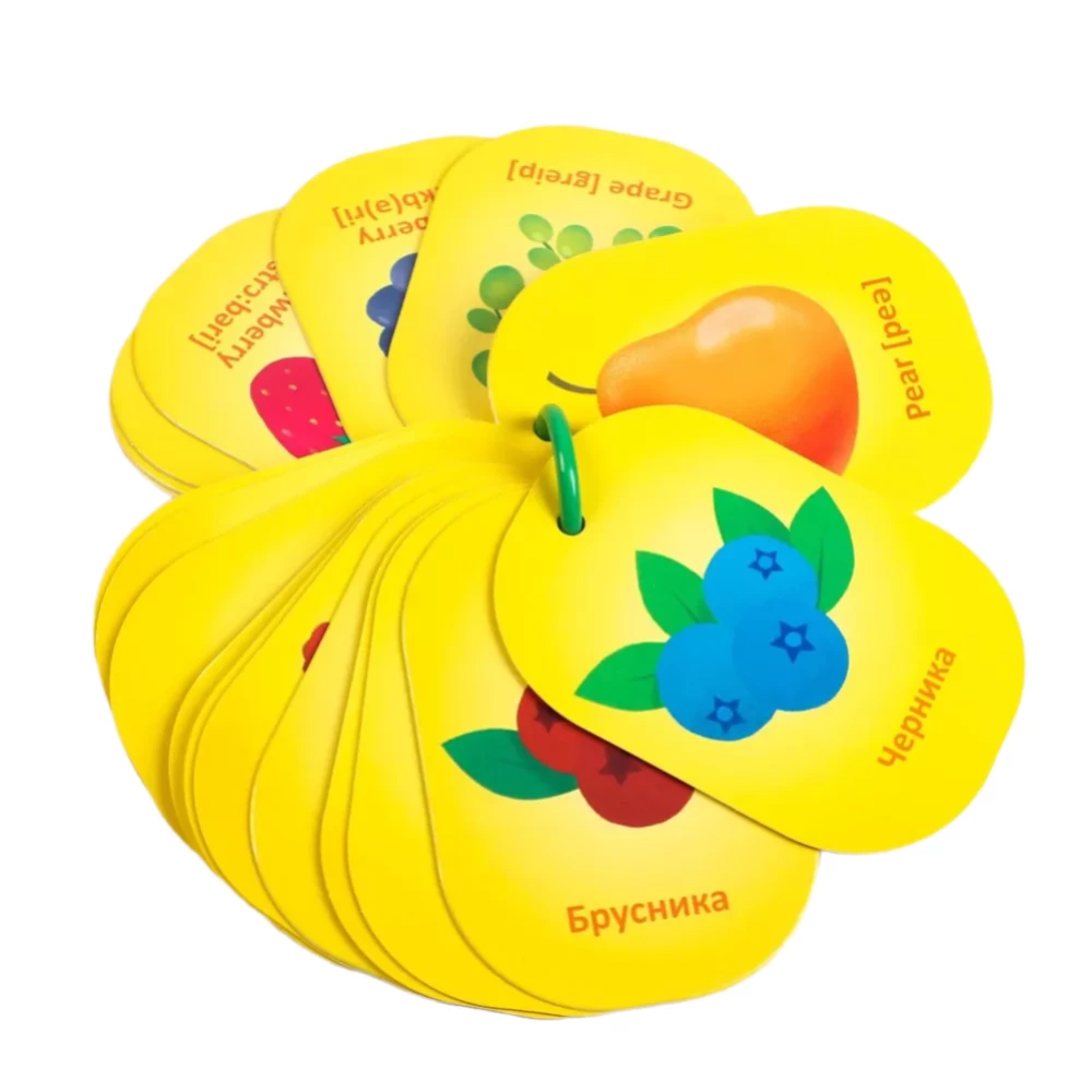 Flashcards on a Ring for Learning English - Fruits and Berries