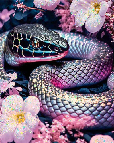 Crystal Numbered Painting - Shimmering Snake