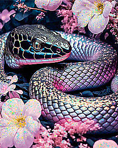 Crystal Numbered Painting - Shimmering Snake