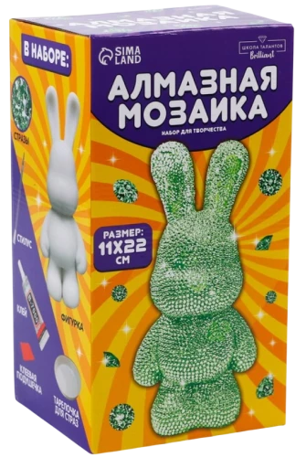 Алмазная мозаика на фигурке - Зайка (зеленый)