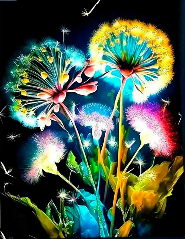 Crystal Beaded Paint by Numbers - Dandelions (28 colors)