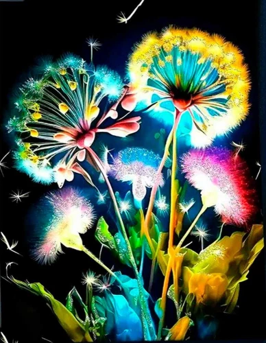 Crystal Beaded Paint by Numbers - Dandelions (28 colors)