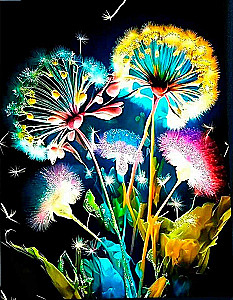 Crystal Beaded Paint by Numbers - Dandelions (28 colors)