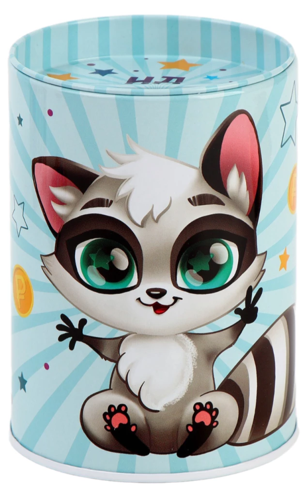 Piggy Bank for Decorating with Rhinestones and Foil - Sports Raccoon