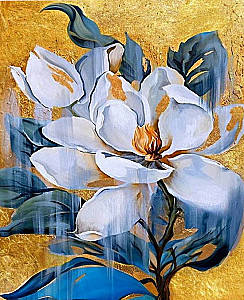 Numbered Painting with Gold Leaf - Gentle Magnolia