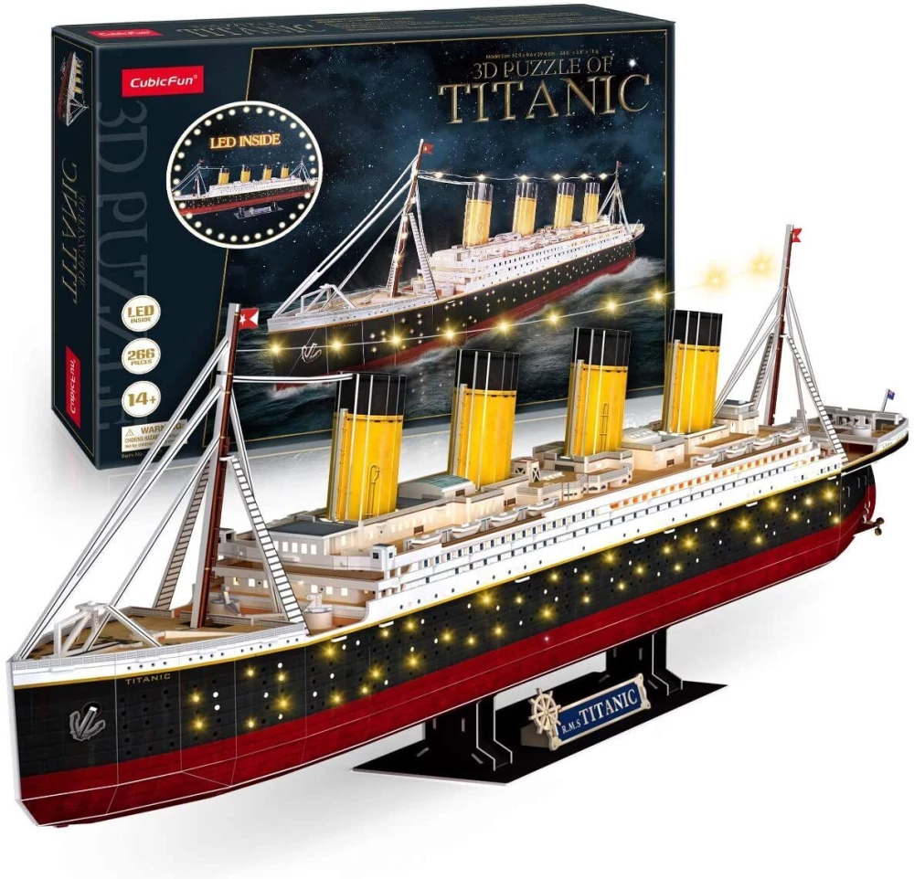 Пазл 3D - Титаник с LED-подсветкой, 266 деталей
