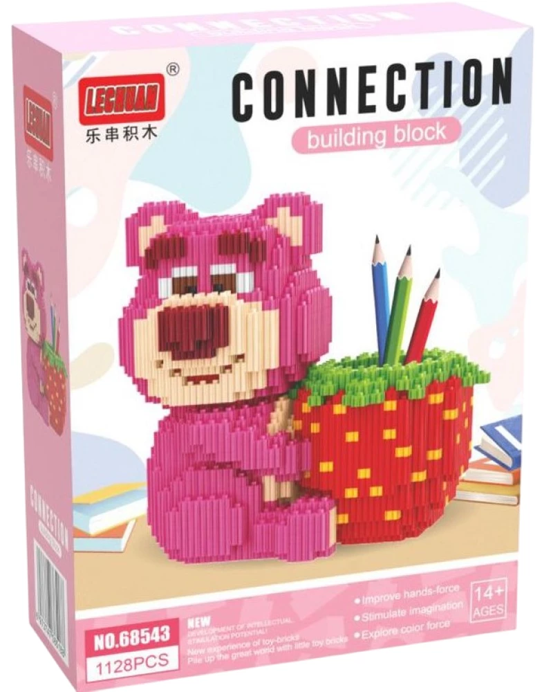 3D constructor - LECHUAN. Bear with strawberry, 1128 pieces