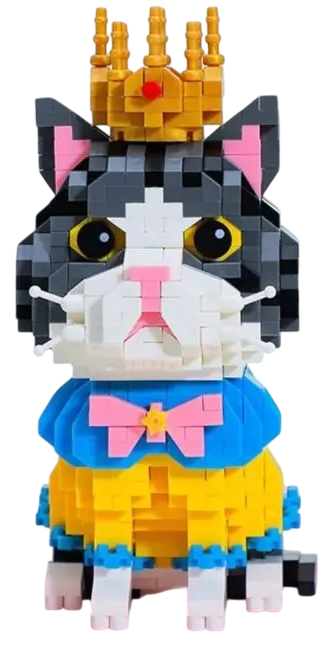 3D Constructor - Balody. Cat with a Crown, 875 pieces