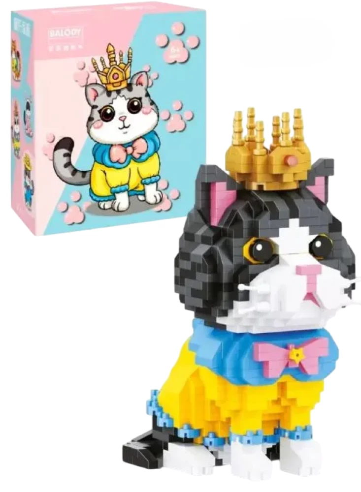 3D constructor - Balody. Cat with a crown, 875 pieces