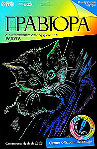 Engraving with holographic effect - Kitten
