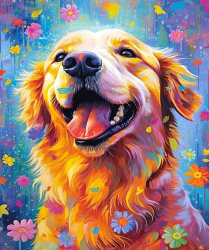 Painting by numbers - Golden Retriever
