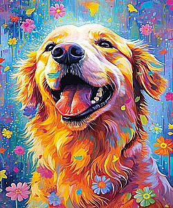 Painting by numbers - Golden Retriever