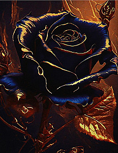 Painting by numbers with gold leaf - Blue Rose