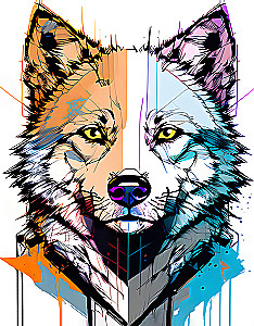 Numbered Painting - Wolf in Graffiti Style