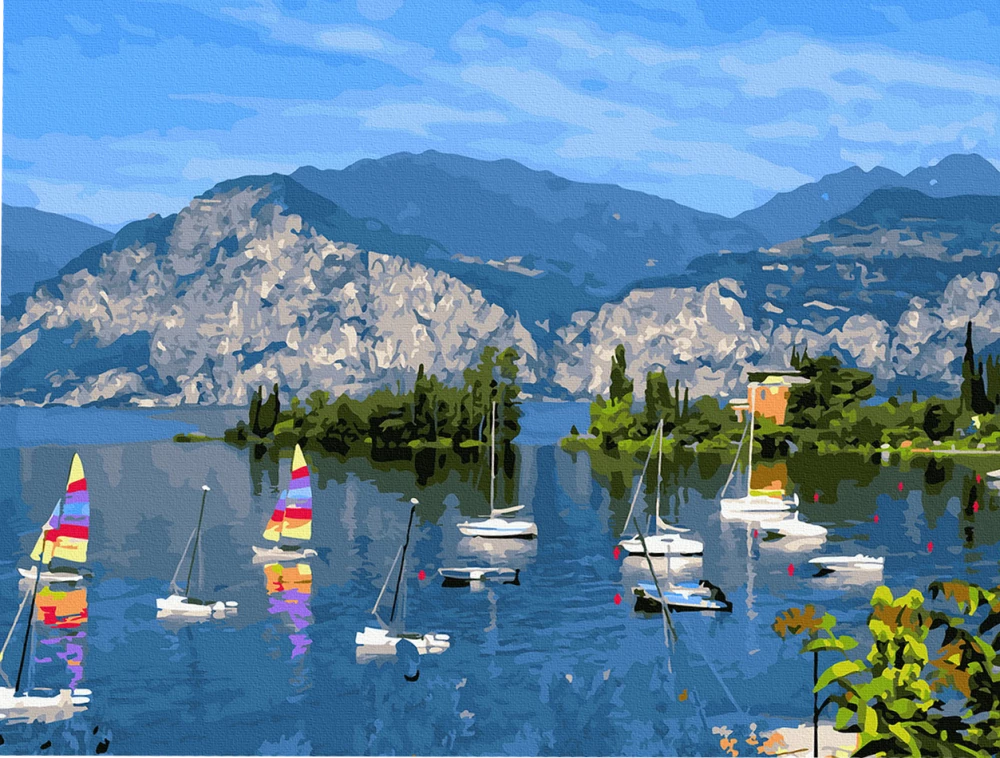 Painting by Numbers - Colorful Canvas Italy. Lake Garda