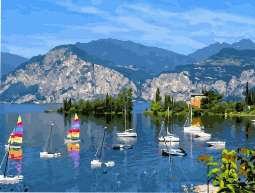 Painting by Numbers - Colorful Canvas Italy. Lake Garda