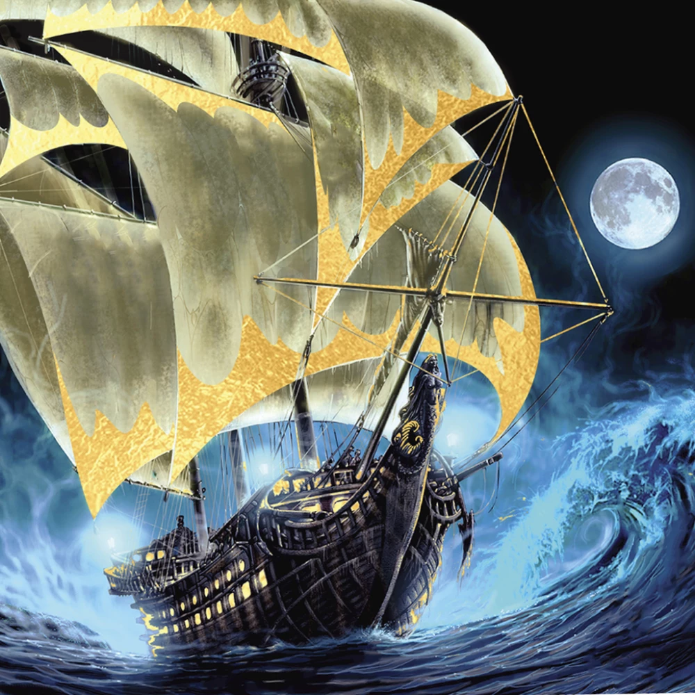 Numbered painting with Gold Leaf - Ghost Ship