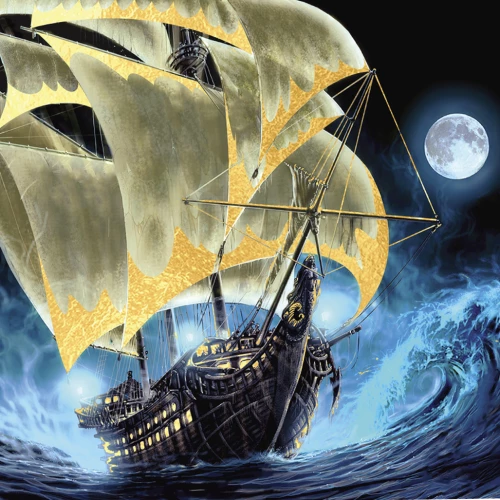 Numbered painting with Gold Leaf - Ghost Ship