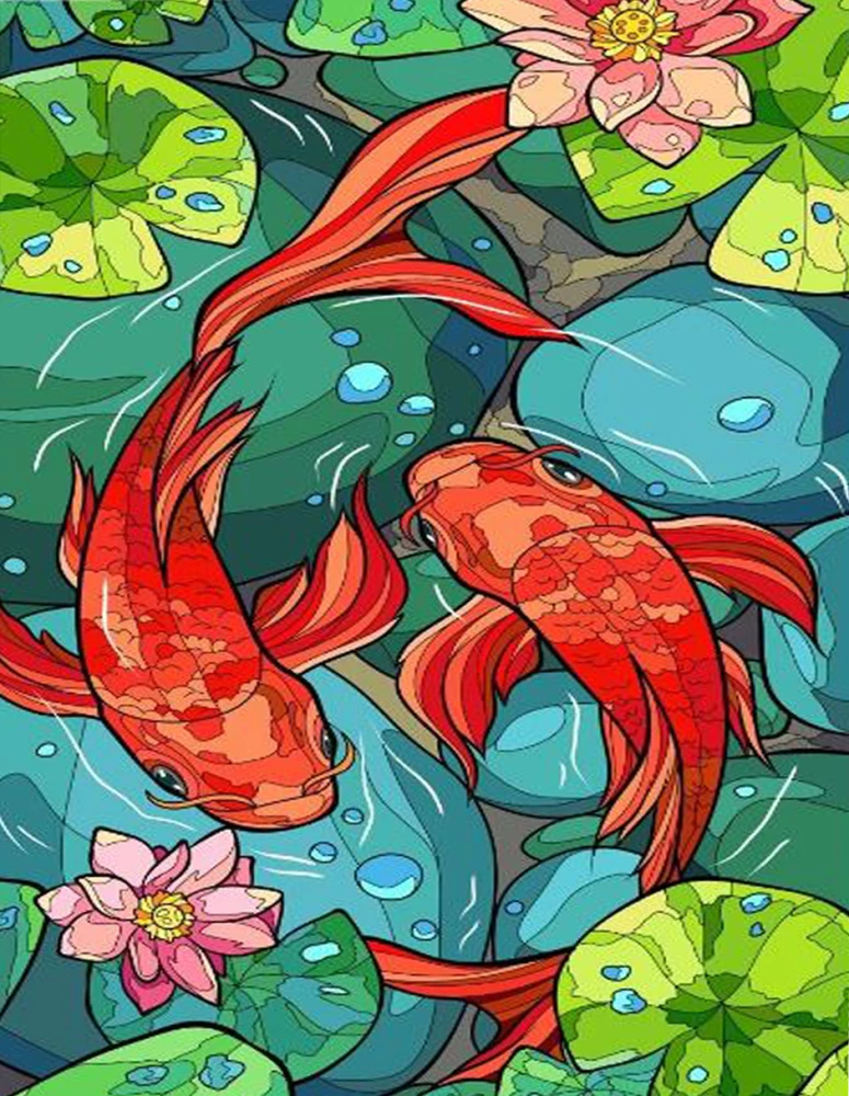 Numbered Painting with Foil - Koi Carp