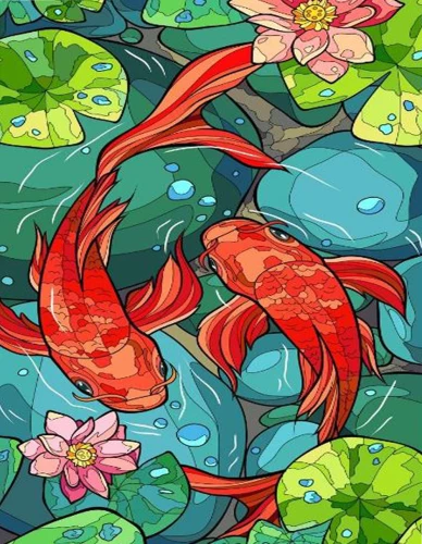 Numbered Painting with Foil - Koi Carp