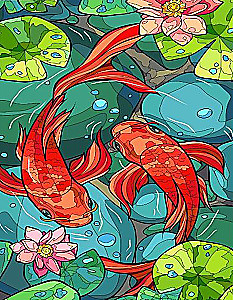 Numbered Painting with Foil - Koi Carp