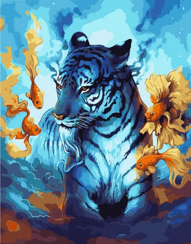 Paint by Numbers - Colorful Canvas. Fantasy Tiger