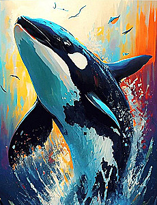 Numbered Painting - Colorful Canvas. Orca