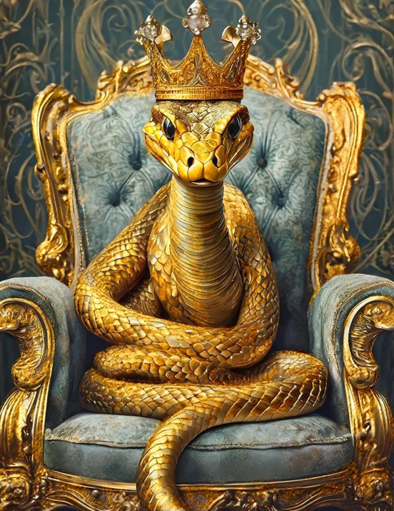 Numbered Painting with Metal Leaf - Golden Royal Snake