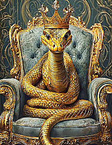 Numbered Painting with Metal Leaf - Golden Royal Snake