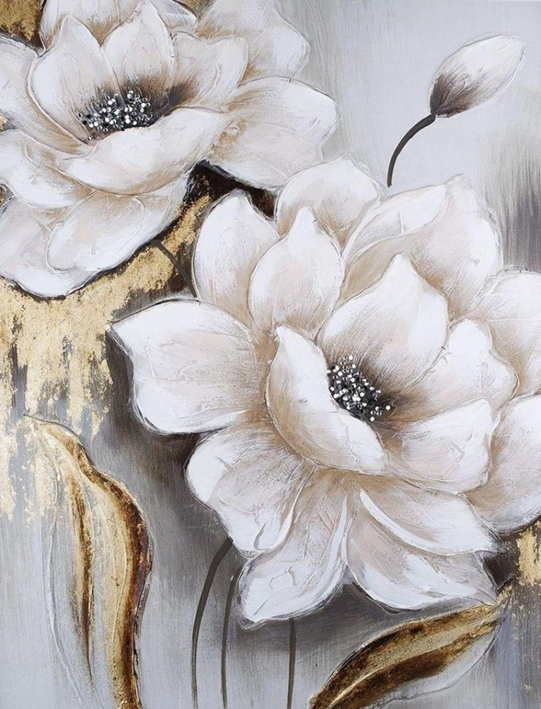 Numbered painting with gold leaf - Flowers (40x50)