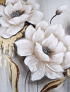 Numbered painting with gold leaf - Flowers (40x50)