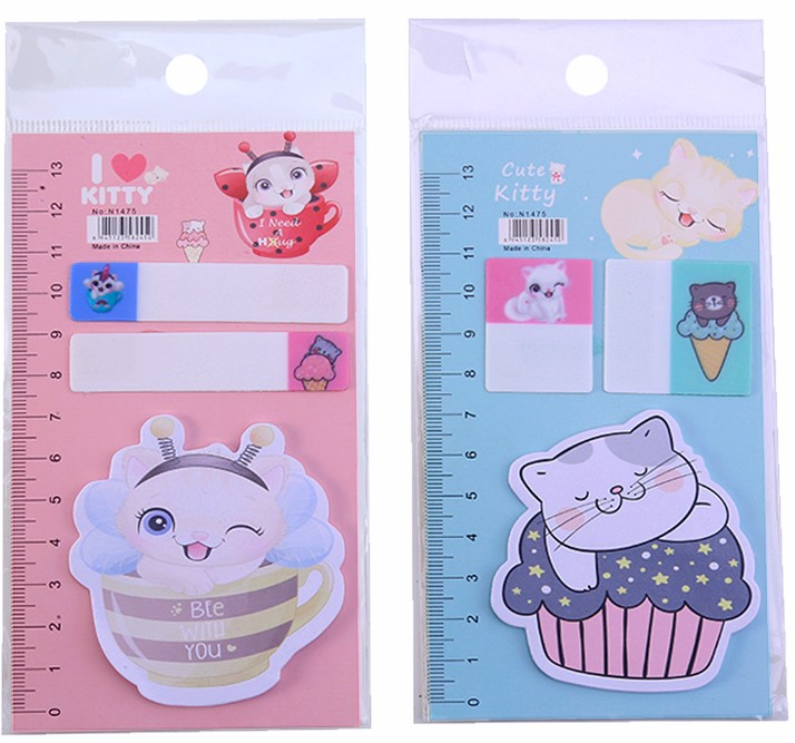 Set von Lesezeichen mit Klebekante - I love Kitty, im Sortiment