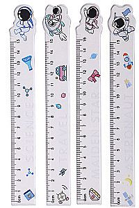 Линейка пластиковая 15 см, ассорти 4 дизайна